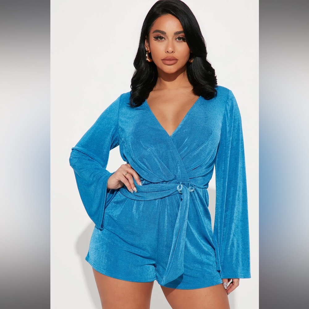 FashionNova Florence Slinky Romper - Royal Blue